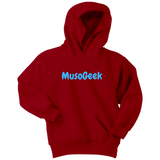 MusoGeek Youth Hoodie Blue Script