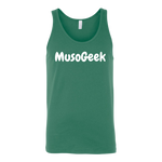 MusoGeek Canvas Unisex Tank White Script