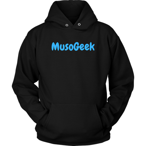 MusoGeek Unisex Hoodie Blue Script