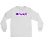 MusoGeek Gildan Long Sleeve Tee Purple Script