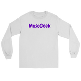 MusoGeek Gildan Long Sleeve Tee Purple Script