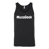 MusoGeek Canvas Unisex Tank White Script