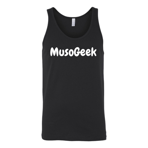 MusoGeek Canvas Unisex Tank White Script