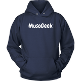 MusoGeek Unisex Hoodie White Script