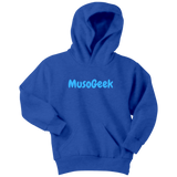 MusoGeek Youth Hoodie Blue Script