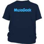 MusoGeek District Youth Shirt Blue Script