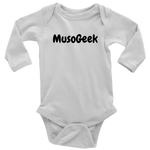 MusoGeek Long Sleeve Baby Bodysuit Black Script