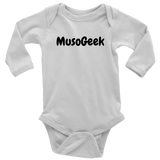 MusoGeek Long Sleeve Baby Bodysuit Black Script