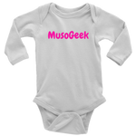 MusoGeek Long Sleeve Baby Bodysuit Pink Script