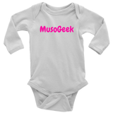 MusoGeek Long Sleeve Baby Bodysuit Pink Script