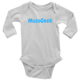 MusoGeek Long Sleeve Baby Bodysuit Blue Script