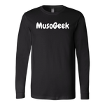 MusoGeek Canvas Long Sleeve Shirt White Script