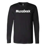 MusoGeek Canvas Long Sleeve Shirt White Script