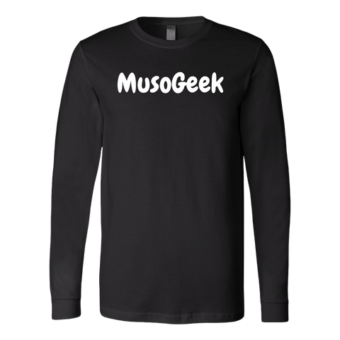 MusoGeek Canvas Long Sleeve Shirt White Script