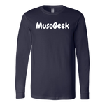 MusoGeek Canvas Long Sleeve Shirt White Script