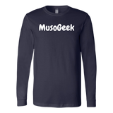 MusoGeek Canvas Long Sleeve Shirt White Script