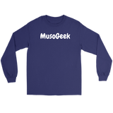 MusoGeek Gildan Long Sleeve Tee White Script