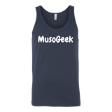 MusoGeek Canvas Unisex Tank White Script