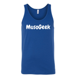 MusoGeek Canvas Unisex Tank White Script