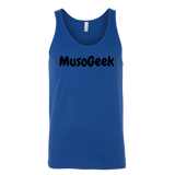 MusoGeek Canvas Unisex Tank Black Script