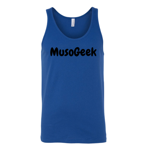 MusoGeek Canvas Unisex Tank Black Script