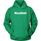 MusoGeek Unisex Hoodie White Script