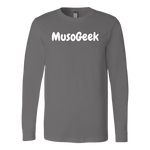 MusoGeek Canvas Long Sleeve Shirt White Script