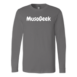 MusoGeek Canvas Long Sleeve Shirt White Script