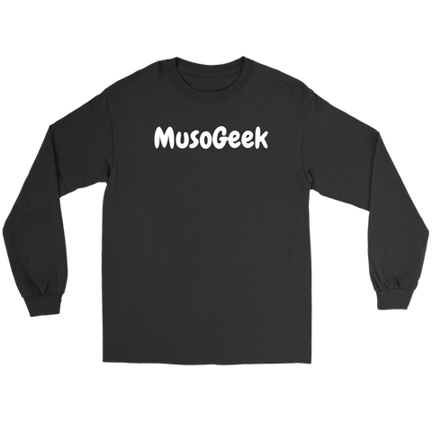 MusoGeek Gildan Long Sleeve Tee White Script