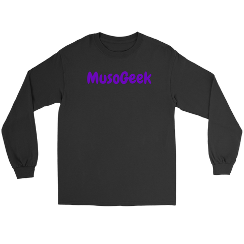 MusoGeek Gildan Long Sleeve Tee Purple Script