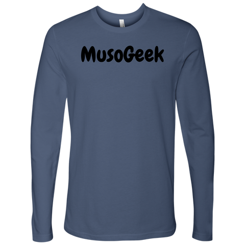 MusoGeek Next Level Men's Long Sleeve Black Script