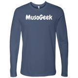 MusoGeek Next Level Men's Long Sleeve White Script