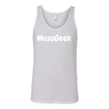 MusoGeek Canvas Unisex Tank White Script