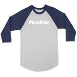 MusoGeek Canvas Unisex 3/4 Raglan White Script