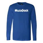 MusoGeek Canvas Long Sleeve Shirt White Script