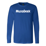 MusoGeek Canvas Long Sleeve Shirt White Script