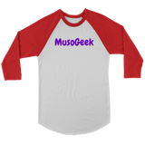 MusoGeek Canvas Unisex 3/4 Raglan Purple Script