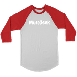 MusoGeek Canvas Unisex 3/4 Raglan White Script