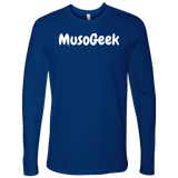 MusoGeek Next Level Men's Long Sleeve White Script