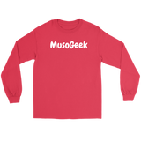 MusoGeek Gildan Long Sleeve Tee White Script