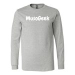 MusoGeek Canvas Long Sleeve Shirt White Script