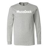 MusoGeek Canvas Long Sleeve Shirt White Script