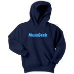 MusoGeek Youth Hoodie Blue Script