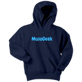 MusoGeek Youth Hoodie Blue Script