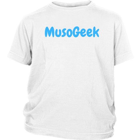 MusoGeek District Youth Shirt Blue Script