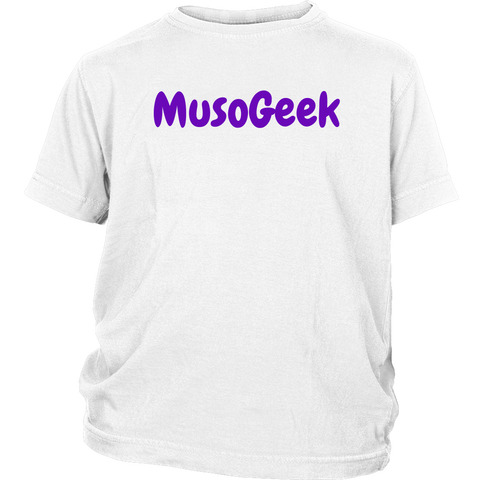 MusoGeek District Youth Shirt Purple Script