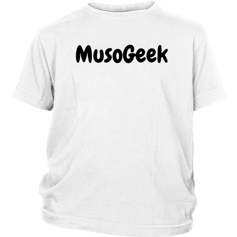 MusoGeek District Youth Shirt Black Script