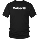 MusoGeek District Unisex Shirt White Script