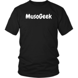 MusoGeek District Unisex Shirt White Script