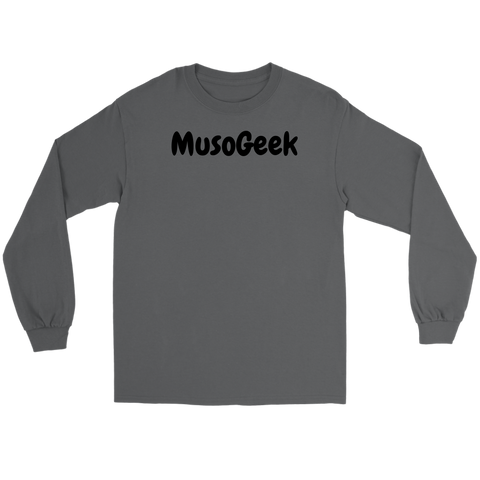 MusoGeek Gildan Long Sleeve Tee Black Script